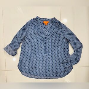 Joe Fresh Blue Geometric Print Women's Cotton Top. Size S/P